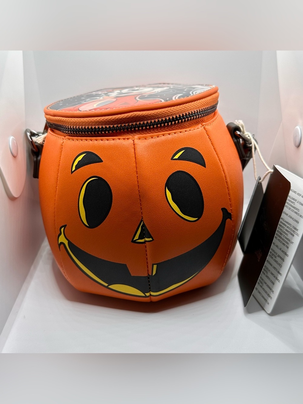 NWT Disney Loungefly Halloween Pumpkin Mickey & Minnie Lenticular Glow Bag